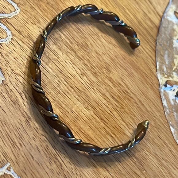 Handmade Copper and Silver Bangle Bracelet - Picture 4 of 9